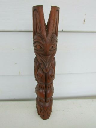 Rare Famous Signed Dave Williams Native American Indian Totem Pole Carving 13 "