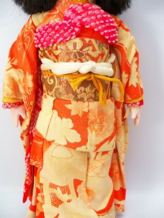 Vintage Japanese Ichimatsu Gofun Girl Doll w/ Kimono 14 inches 8