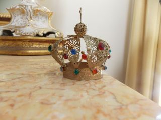 Antique Filigree Jeweled Holy Crown For Santo