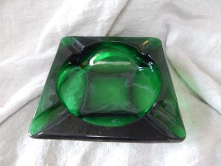 Vintage Square Emerald Green Ashtray (anchor Hocking?) 5.  5 "