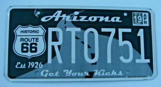 Rare Arizona Historic Route 66 License Plate " Rt 0751 " Az Get Your Kicks On