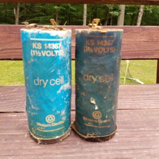 2 Vintage Western Electric Dry Cell Batteries Telephone