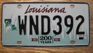 Single Louisiana License Plate - 2011 - Wnd392 - 200 Years