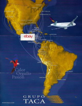 Taca Airways Grupo Taca Calor Orgullo Pasion Airbus A320 Route Map Ad