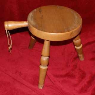 Vintage 1960s Three - Legged Wood Milk Stool By Authentic Furniture Products