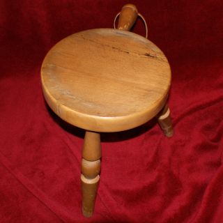 Vintage 1960s Three - Legged Wood Milk Stool by Authentic Furniture Products 4