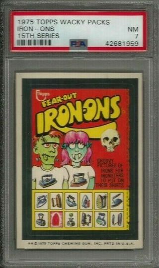 1975 Topps Wacky Packages Iron - Ons 15th Series Psa 7 Nm Non - Sport Card