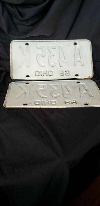 Vintage Pair 1969 Ohio License Plates.  Plate A 435 K Plates 2