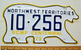 1973 Northwest Territories Nwt Passenger License Plate 10 - 256 " Rcmp Centennial "