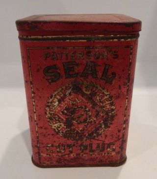 Vintage Patterson ' s Seal Cut Plug Tobacco Tin 122 3