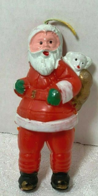 Vintage 1950 ' s Blow Mold Santa Figure With Dog and Cat Ornament 2