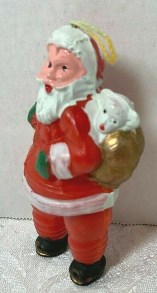 Vintage 1950 ' s Blow Mold Santa Figure With Dog and Cat Ornament 5