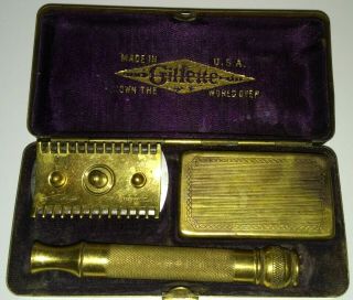 Vintage Gold Gillette Razor K Gold? Old Shaving Set With Blades Usa Now