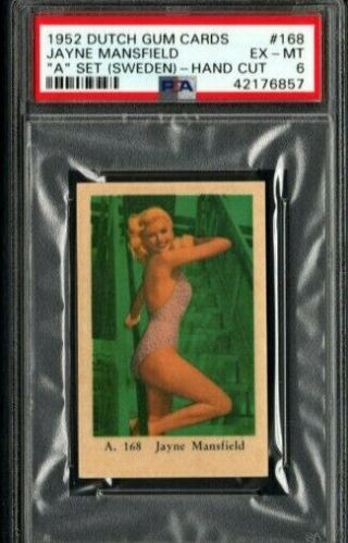 1952 Jayne Mansfield Psa 6 Swedish " A " Set Dutch Gum Card 168 Pop 1 Highest