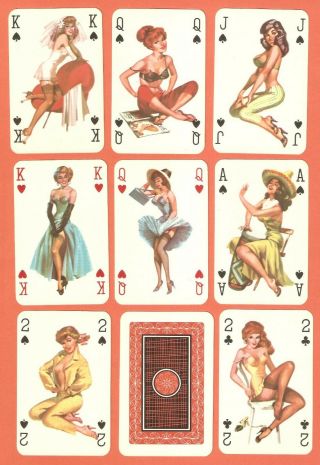 Playing Cards - 52,  3 Jokers - Pin - Up Deck Romikartya 3,  1965 - 78.  Description