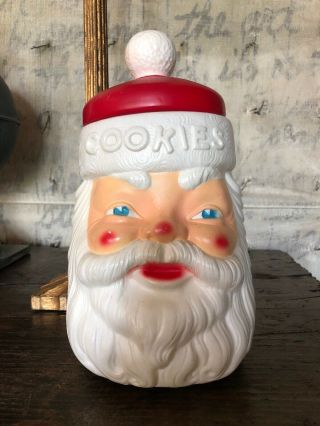 Vintage 1973 Empire Plastic Blow Mold Santa Head Cookie Jar