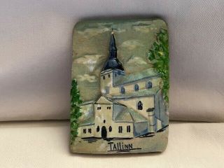 Vintage Tallinn Estonia Molded Hand Painted Pottery Refrigerator Magnet Souvenir