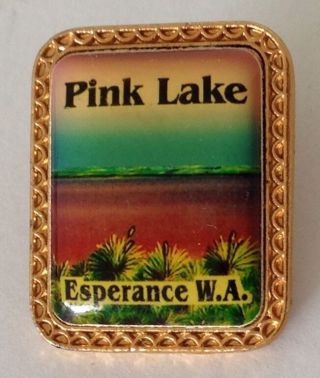Pink Lake Esperance Western Australia Pin Badge Rare Vintage Souvenir (g5)