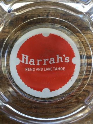 Vintage Harrah’s Hotel Casino Glass Ashtray 3.  5 