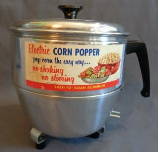Vintage Mirro Electric Corn Popper Easy To Aluminum 2 Quart U.  S.  A.  Made