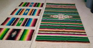 90 " X 48 " Mexican Blanket And 4 Smaller Runners 16 " X 36 "