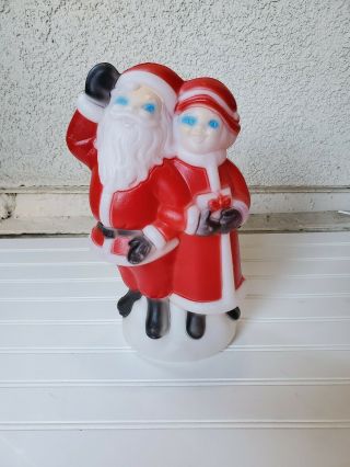 Vintage Christmas Plastic Santa And Mrs Claus Decoration