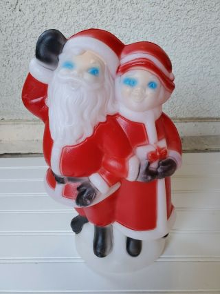 Vintage Christmas Plastic Santa And Mrs Claus Decoration 2