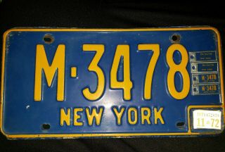 Vintage 1970s License Plate York Ny With 4 Matching Dav Keychains M - 3478