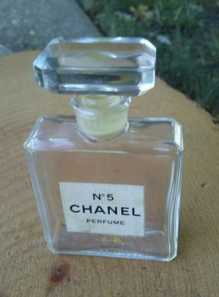 Vintage Empty Chanel No.  5 Glass Bottle With Glass Stopper.