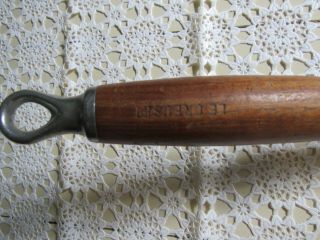 Vintage Le Creuset Cast Iron Enamel 29 Skillet Wood Handle White 11.  75 