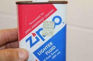 Vintage Zippo 12 oz RED WHITE BLUE Lighter Fluid Can Empty Tin Fuel 2