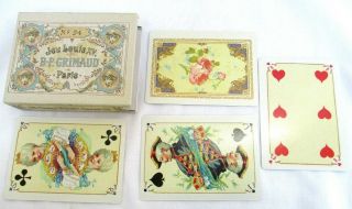 Vtg.  French Victorian.  Grimaud.  Paris.  No.  54.  Deck Playing.  52 Cards