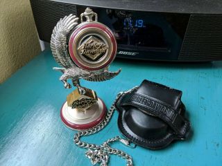 Franklin Harley Davidson Electra Glide Motorcycle Pocket Watch W/ Stand