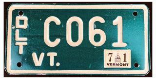 Vermont 1971 Trailer Dealer License Plate C061