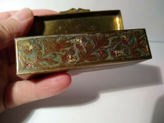 Miniature Antique Brass and Enamel Pill Box 2