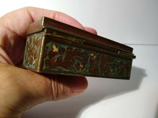 Miniature Antique Brass and Enamel Pill Box 3