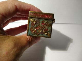 Miniature Antique Brass and Enamel Pill Box 4