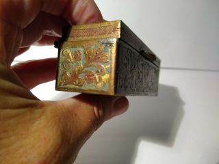 Miniature Antique Brass and Enamel Pill Box 5