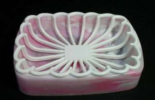 Vintage Pink Plastic Soap Dish With Removable White Tray – Retro