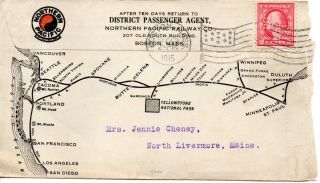 61128.  Northern Pacific Railway Envelope W/ Map & Photo Of Mt Rainer By A Curtis