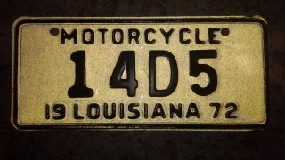 Vintage 1972 Louisiana Motorcycle License Plate