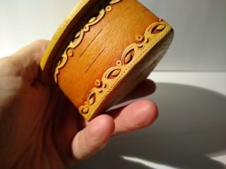 Carved Decorative Birch Bark Trinket Box Made in Russia 2