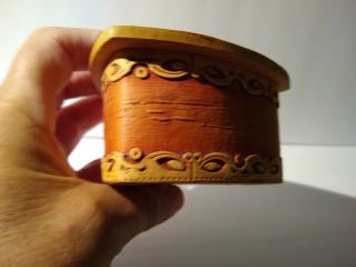 Carved Decorative Birch Bark Trinket Box Made in Russia 4