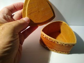 Carved Decorative Birch Bark Trinket Box Made in Russia 5