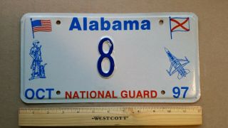 License Plate,  Alabama,  National Guard,  Guardsman,  Jet,  1 Digit,  8
