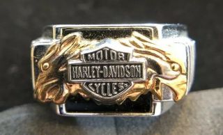 Sterling Mans Harley Davidson Ring Sz 10