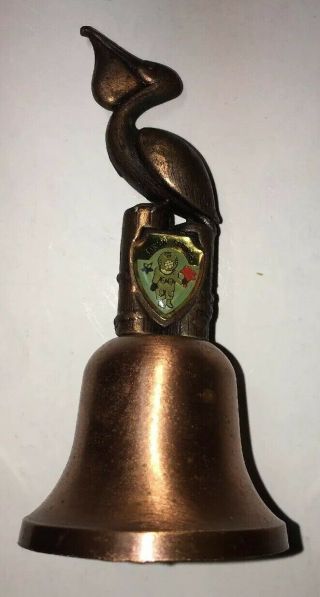 Vintage Metal Pelican Bell Souvenir From Tarpon Springs Fl Brass Or Bronze