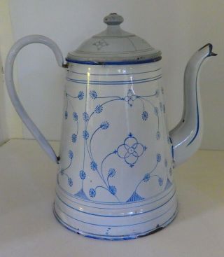 Antique Enamel Coffee Pot Dresden Lace Pattern