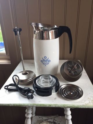 Vintage Corning Ware Blue Cornflower Electric Coffee Maker 10 Cup