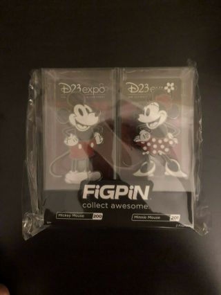 D23 Expo 2019 Mickey And Minnie Mouse Glitter Figpin Set Le Ships 8/24